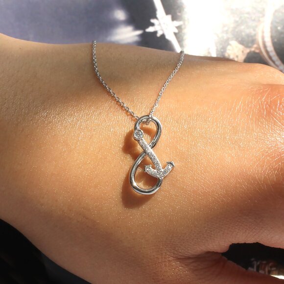 Endless Anchor Necklace | Sterling Silver Anchor + Infinity CZ Pendant - Picture 4 of 6